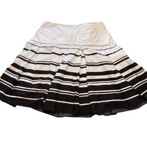 Tailor B. Moss & Company Black White Striped Pleated Skirt Women Size 14 Preppy